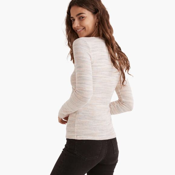 Madewell Cream Long Sleeve Wrap Top - Picture 3 of 6